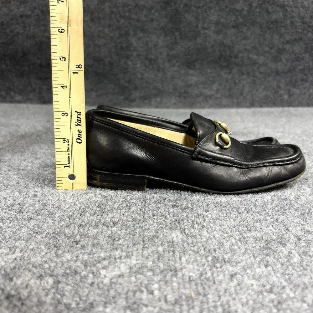 Gucci Shoes Womens 6 Black 36 Leather Horsebit Loafer Flats Slip On Italian